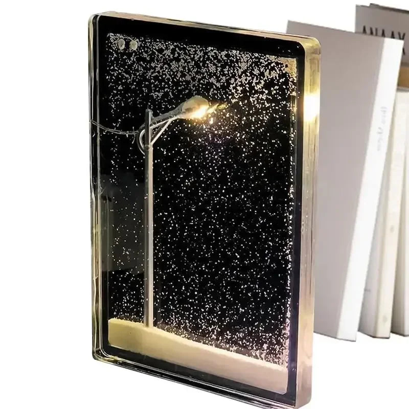 2025 Christmas Crafts Snowy Night Lamp Decor Arts And Crafts Night Street Lamps for Girls Snow Scene Night Light Desk Light