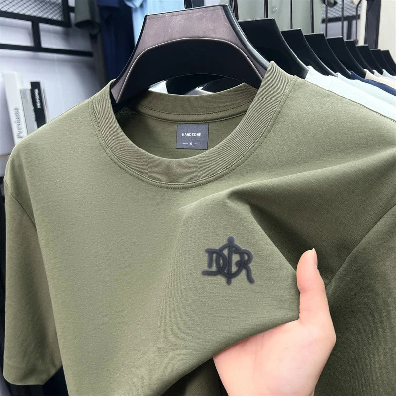 2026 New Light Luxury Men's T-shirt, Round Neck Letter Print Brand Short-sleeve, Stylish and Breathable Men's Top