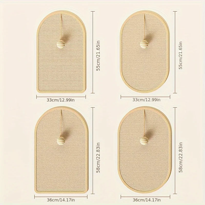 3-in-1 Sisal Cat Station: Washable Scratching Pad + Hanging Ball Toy & Self-Adhesive Wall Panel