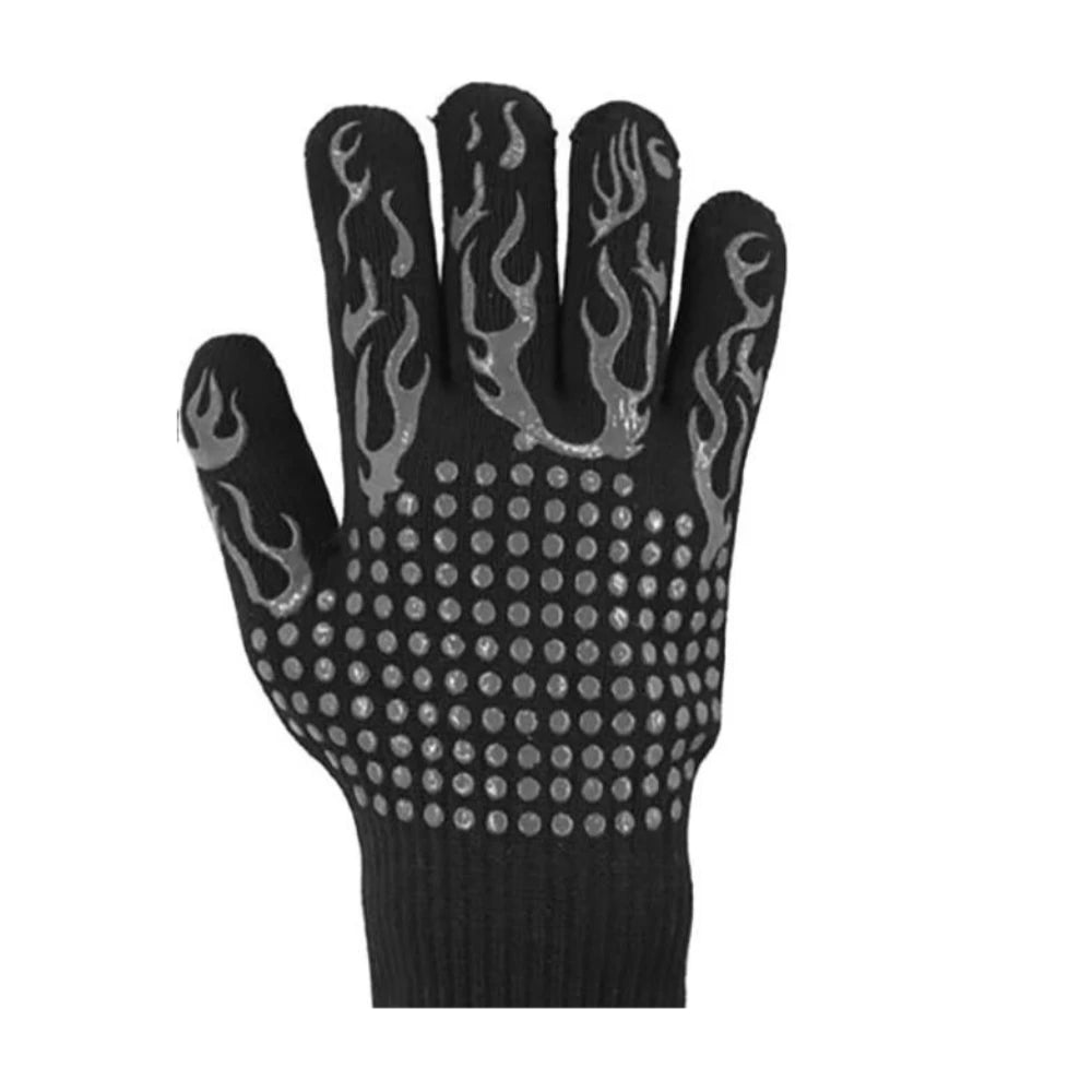 1pc Flame Retardant Non-slip BBQ Fire Glove Microwave Oven Gloves Oven Mitts Fireproof 300-500 Centigrade Extreme Heat Resistant