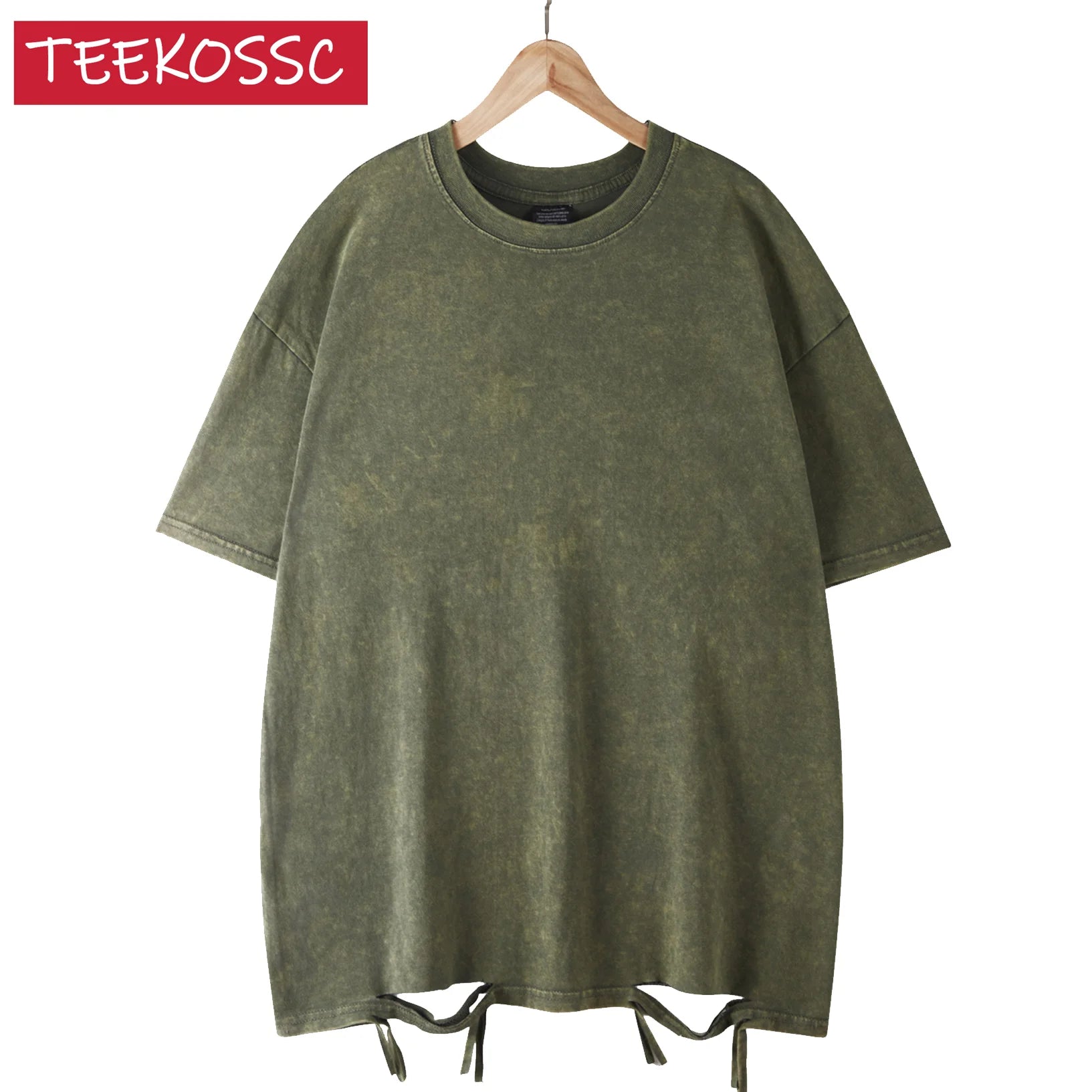 230g 100% Cotton Retro Punk T-shirt Drop Shoulder Sleeve Men Women Vintage Short Sleeved T Shirts Solid Color Hip Hop Loose Tees