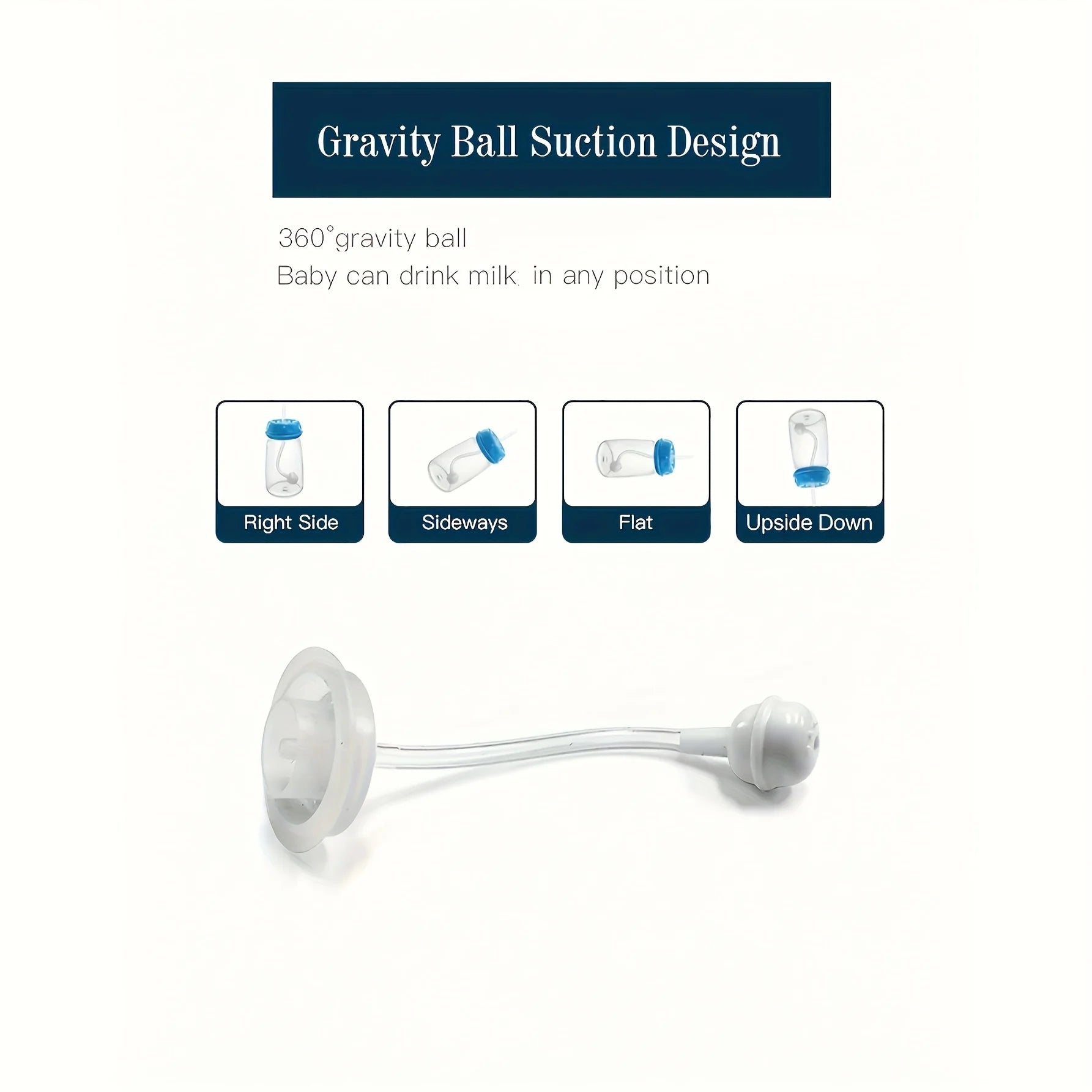 1pc 5oz/150ml Hands-Free PP Feeding Bottle with Straw Brush, Self-Feeding Normal-Neck Baby Bottle Set.