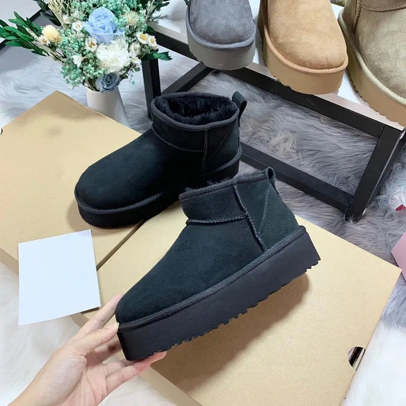 2026 Woman Designer Ankle Shoes Girl Flat Loafer Man Winter Fur Lady Snow Boots Luxury Brand Slipper Original Mini Tasman Black