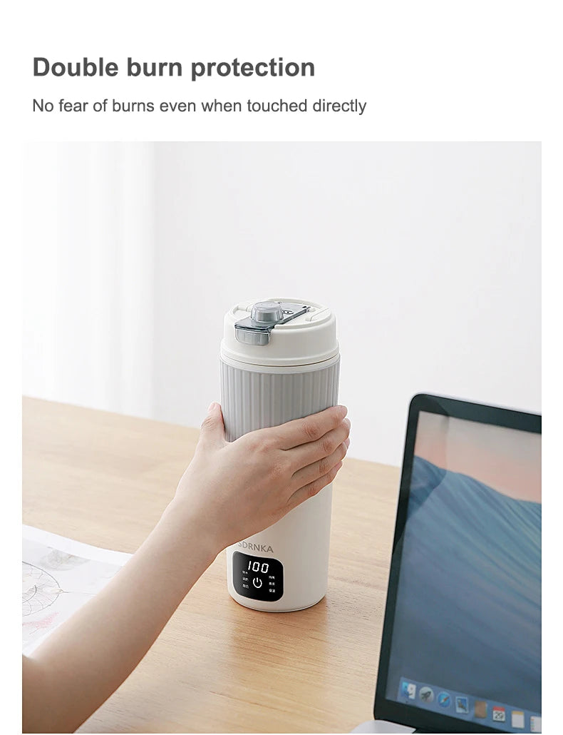 650ml Portable Electric Kettle Travel Boil Water Cup Thermo Pot Smart Teapot Temperature Adjustment Kettle With LED Display