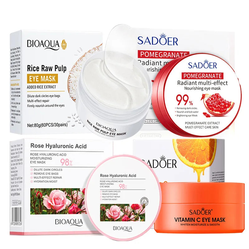 240pcs=120pairs Eye patches Hyaluron Acid & Gold & Seaweed & Cucumber Hydrating  Milk Moisturizing Crystal Collagen Gel Eye Mask