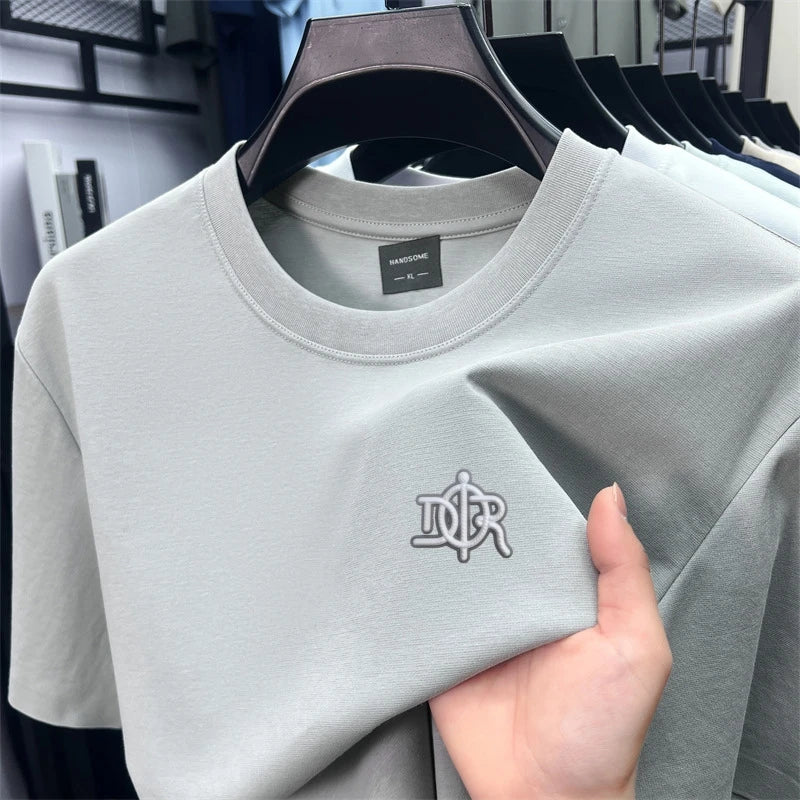 2026 New Light Luxury Men's T-shirt, Round Neck Letter Print Brand Short-sleeve, Stylish and Breathable Men's Top