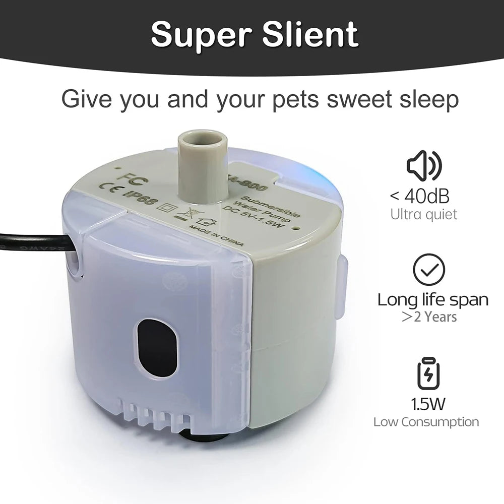 1pc Water Pump For Pet Fountain Stainless Steel Water Feeder Water Pump SMA-800 Ultra-Quiet USB（No Plug Only Water Pump ）