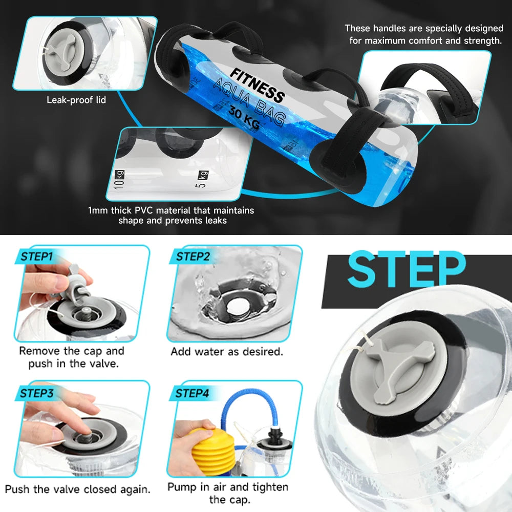 1PCS Water Weights Aqua Bag, Workout Sandbag Alternative Strength Training Sand Bag Portable – Balance Training for Home Gym