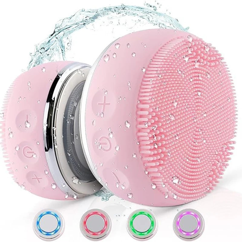 Electric Facial Cleaner 4 IN 1 Face Cleansing Brush 4 Level Electric Exfoliating Spin Cleanser Device EMS Waterproof Deep Clean