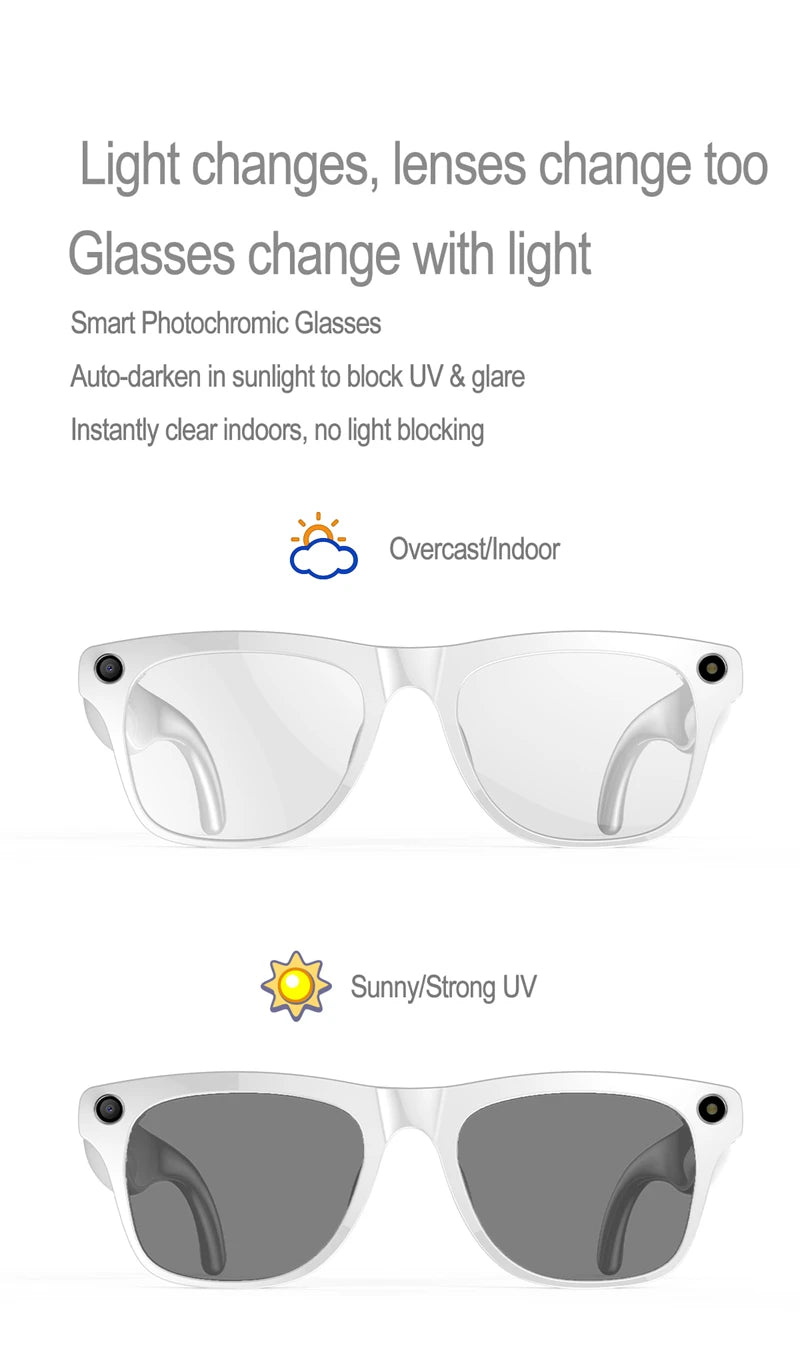 2026 4K HD Color Changing AI Smart Glasses Chat GPT 100MP Camera Bluetooth Call Voice Assistant  Control Smart Glasses 2026 New