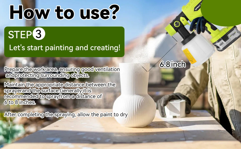 200W Cordless HVLP Paint Sprayer for Ryobi 18V ONE+, 4 Nozzles, 3 Patterns, 1000ML Container, Handheld Spray Gun (No Battery)