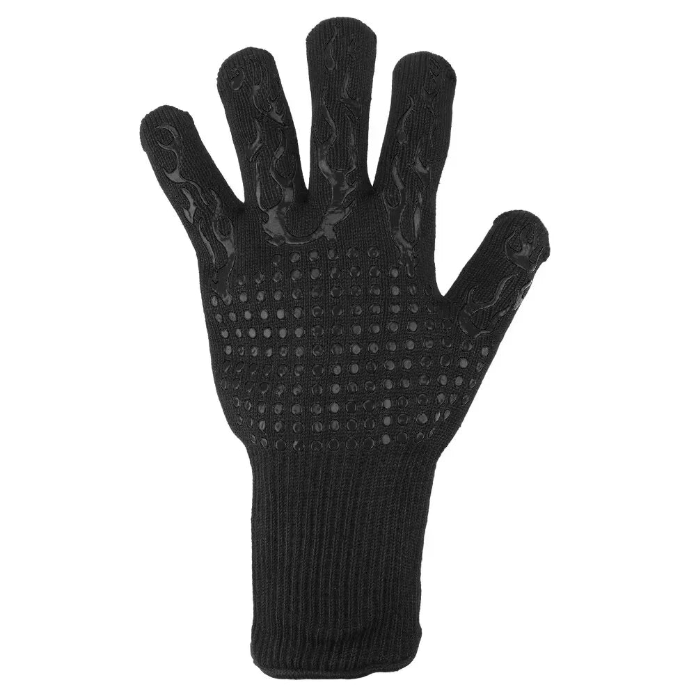 1pc Flame Retardant Non-slip BBQ Fire Glove Microwave Oven Gloves Oven Mitts Fireproof 300-500 Centigrade Extreme Heat Resistant
