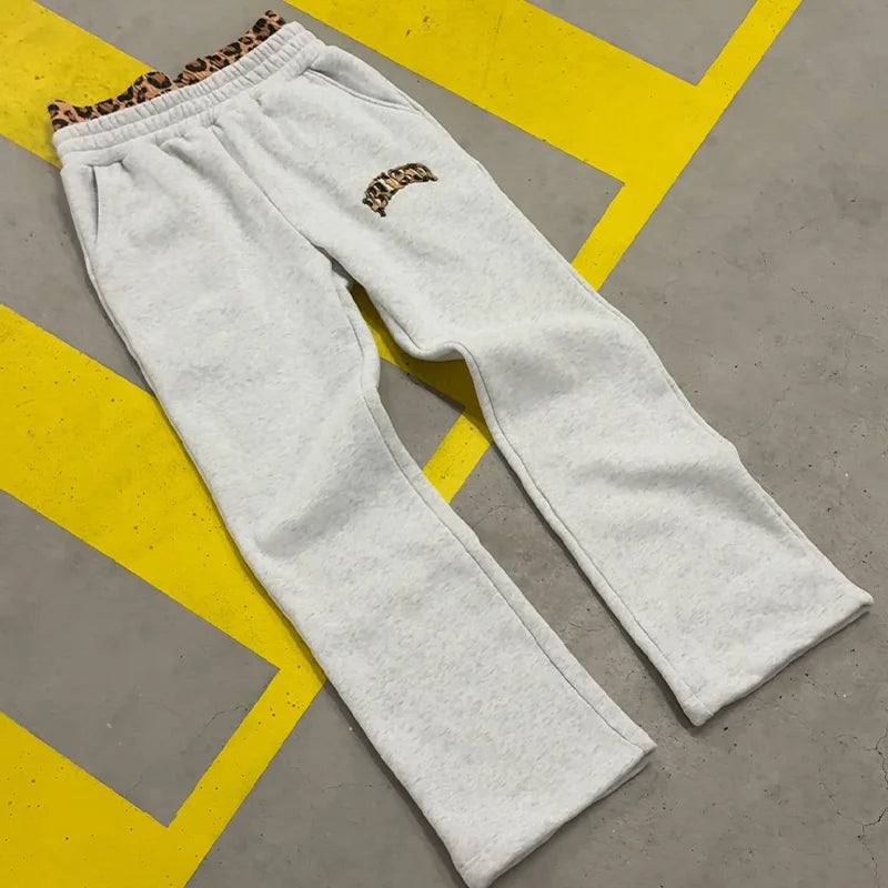 2025 new Y2K trendy high-quality cross-border leopard Embroidered casual sports men's and women's hooded sweatshirt pants