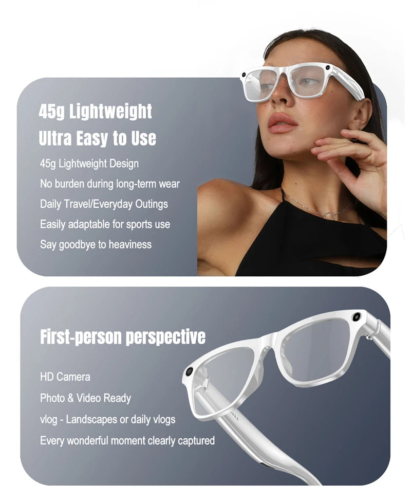 2026 4K HD Color Changing AI Smart Glasses Chat GPT 100MP Camera Bluetooth Call Voice Assistant  Control Smart Glasses 2026 New