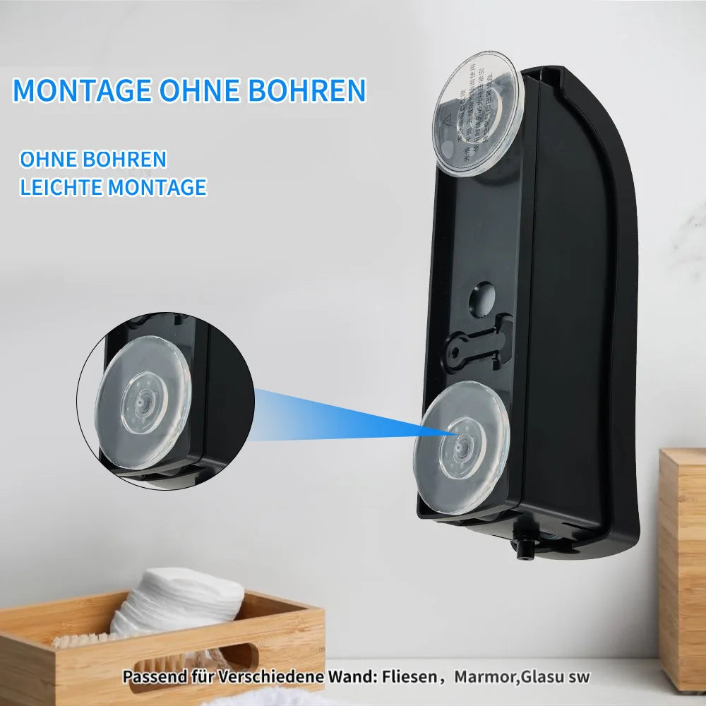 1pc EasyInstall Wall-Mounted Soap Dispenser with Suction Cup, Plastic, No Drilling Required, Operation for Shampoo, Hand Soap,