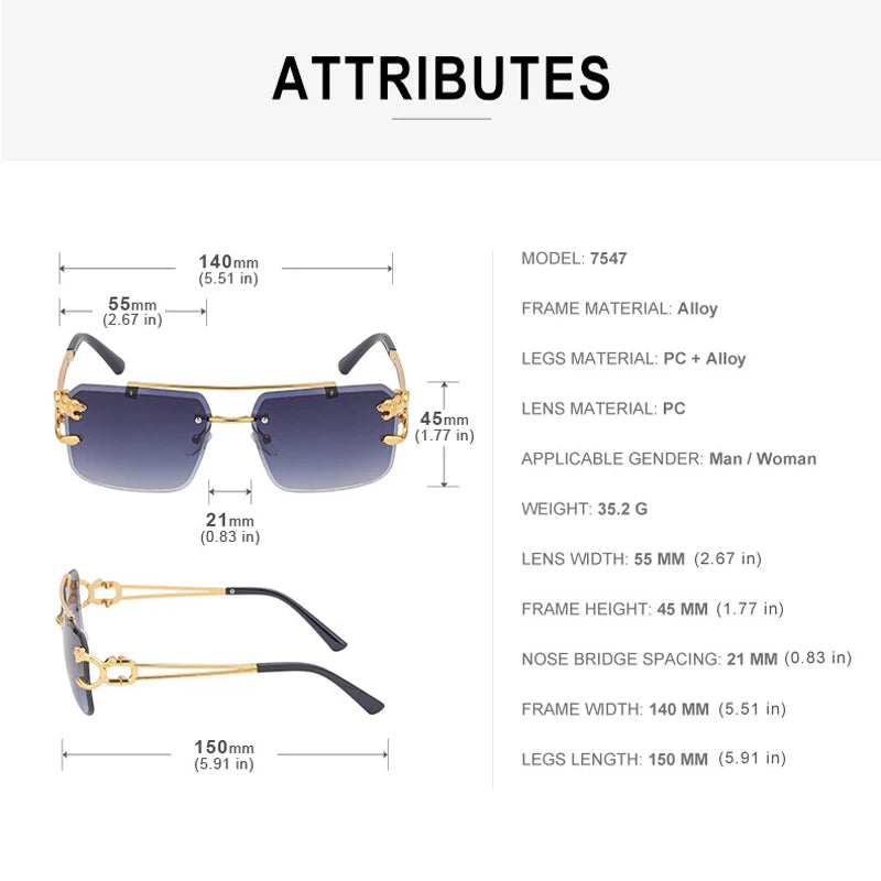 Box Trimmed Double Beam Leopard Head Sunglasses For Men And Women, UV Resistant Sunglasses, Trendy Sunglasses 90168