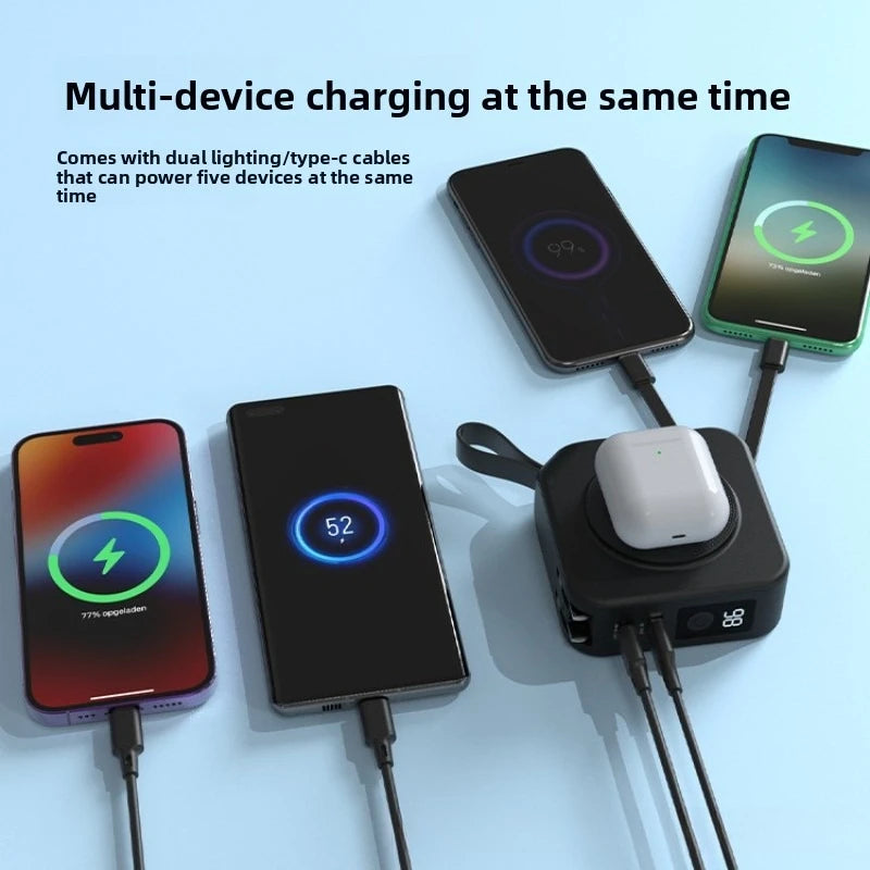 2025 New 10000Mah Multifunctional Magnetic Wireless Power Bank 22.5W Fast Charging AC Wall Plug-in 5-in-1 Mobile Power Supply