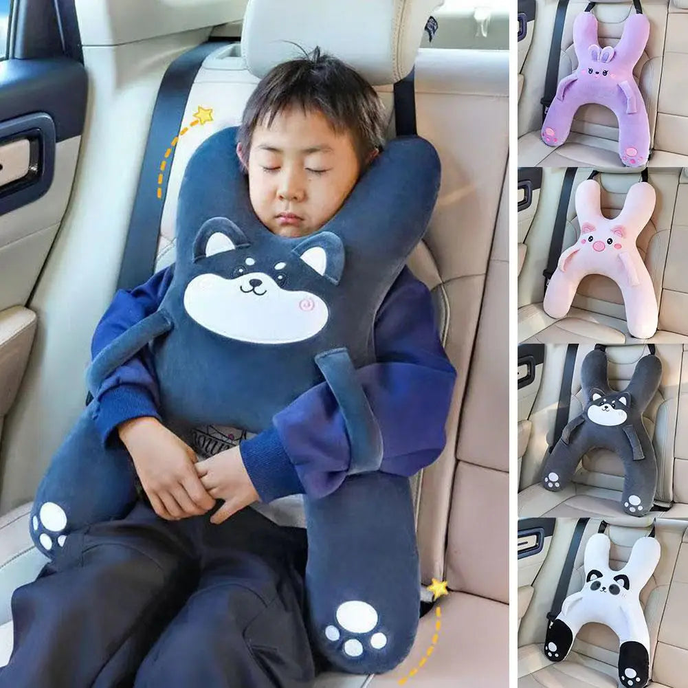 1Set Car Cute Cartoon Pillow Car Mounted Child Sleeping Pillow Car Removable Comfortable Breathable Headrest Lumbar Support