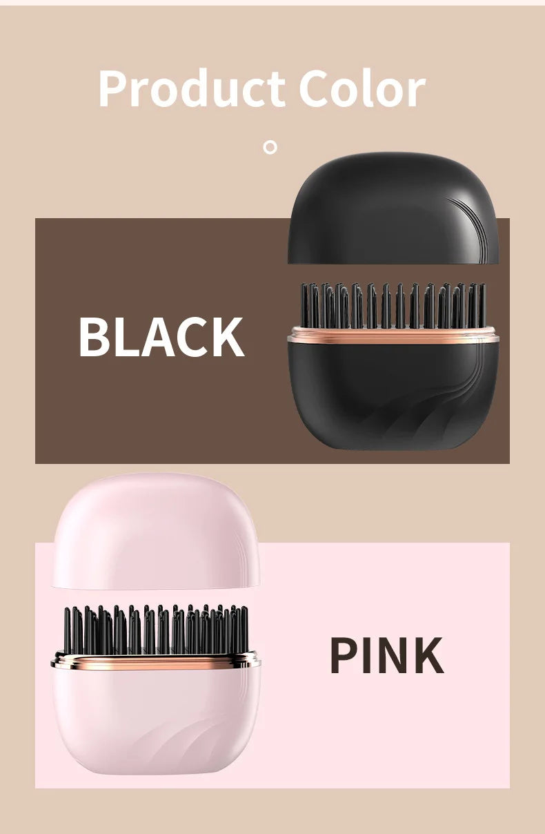 2025 New Mini Straightener Rechargeable Portable Hair Straightener Brush Anti-Scald Shell Cordless USB Charging Straighteners