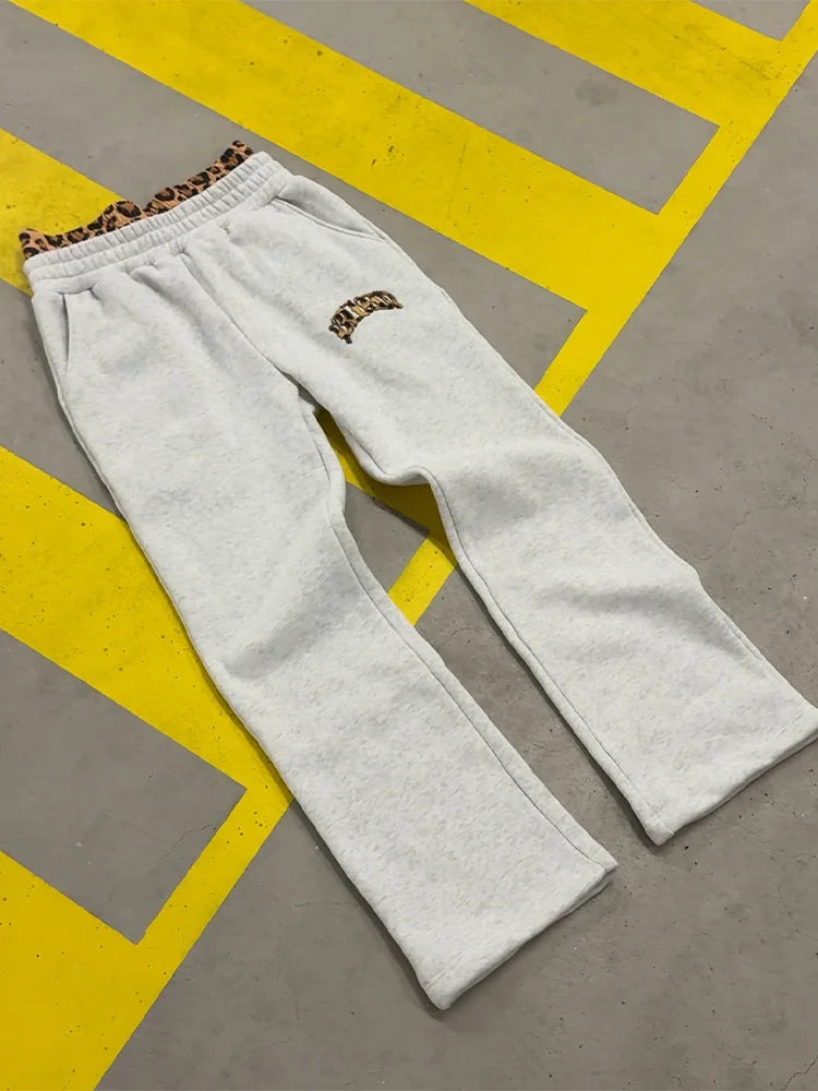 2025 new Y2K trendy high-quality cross-border leopard Embroidered casual sports men's and women's hooded sweatshirt pants