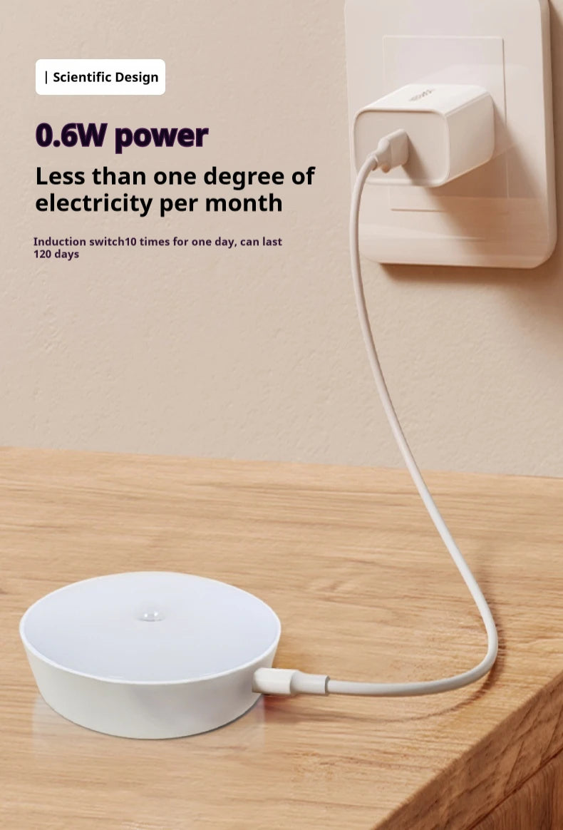 2pcs LED Smart Human Body Sensor Night Lamp Emergency Automatic Lighting USB Charging Wireless Magentic Suction Use Night Light