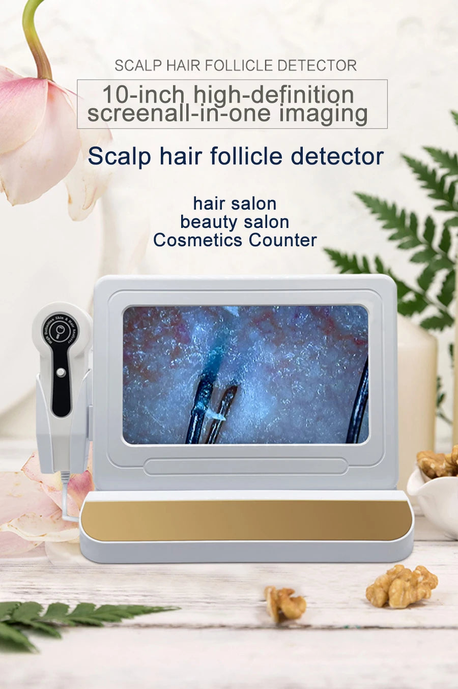 10 Inch LCD Scalp Detector Digital Hair Skin Analyzer Microscope for Hair Follicle Testing and Skin Analysis Magnifier 50/200X